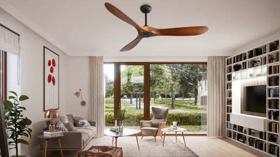 2023 Il nuovissimo ventilatore da soffitto in legno BLDC a 5 velocità della ventola con telecomando