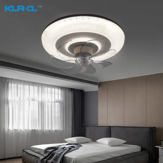Ventilatore da soffitto per casa intelligente a lama invisibile con luce notturna a LED da campagna cromata da incasso con luce per la camera da letto